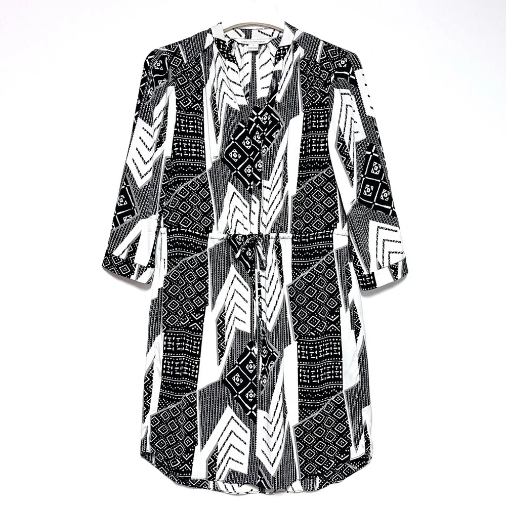 Diana von Furstenberg x Revolve Freya Silk Stretch Shirt Dress Size 2 FLAWED - Picture 3 of 14